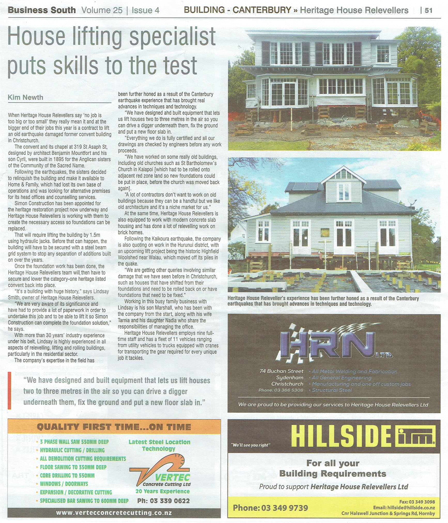 Heritage House Relevellers and Relocations in the newspaper